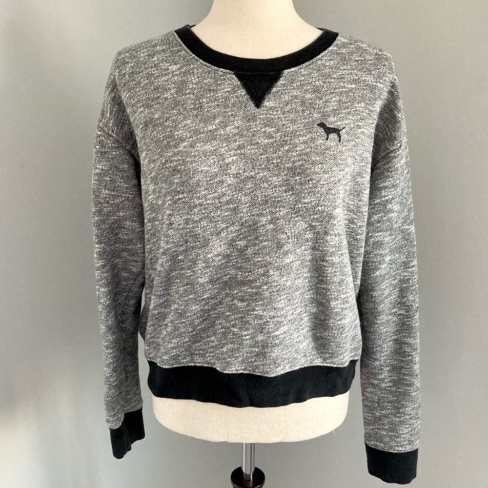 Victoria’s Secret PINK Marled Grey Varsity Crewneck Sweater size S